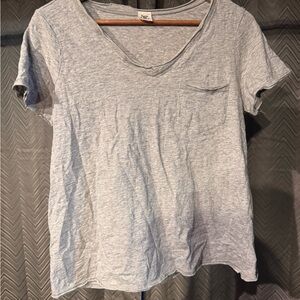 Sew In Love Heather Light Gray V-Neck Short Sleeve Pocket Tee